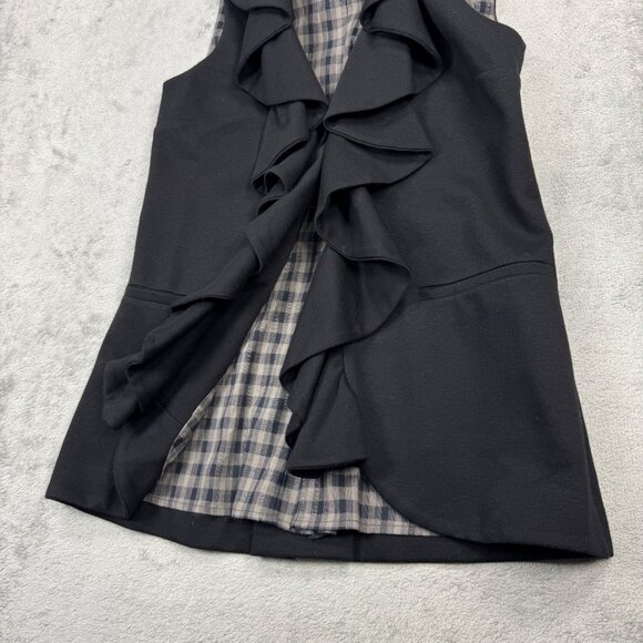 Alice + Olivia Ruffle Front Vest Ponte Knit Sleeveless Blouse Black Womens Small - Picture 6 of 10